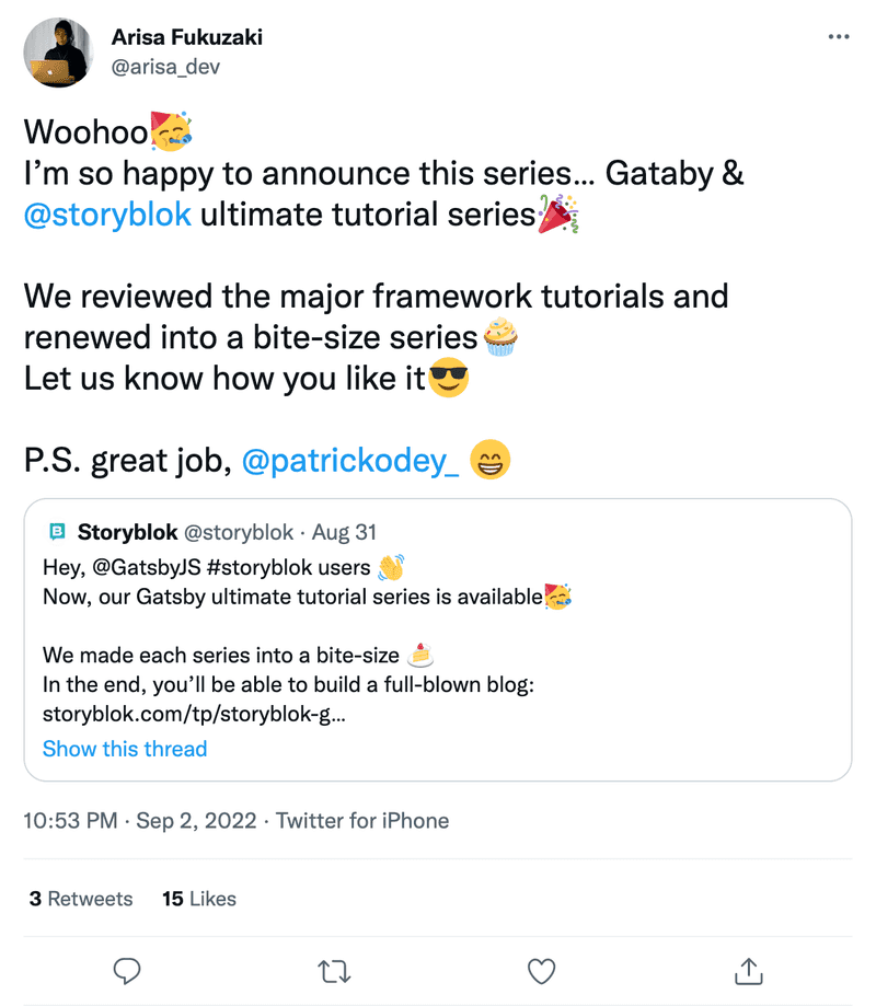 Woohoo🥳 I’m so happy to announce this series… Gataby & @storyblok ultimate tutorial series🎉 We reviewed the major framework tutorials and renewed into a bite-size series🧁 Let us know how you like it😎 P.S. great job, @patrickodey_ 😁