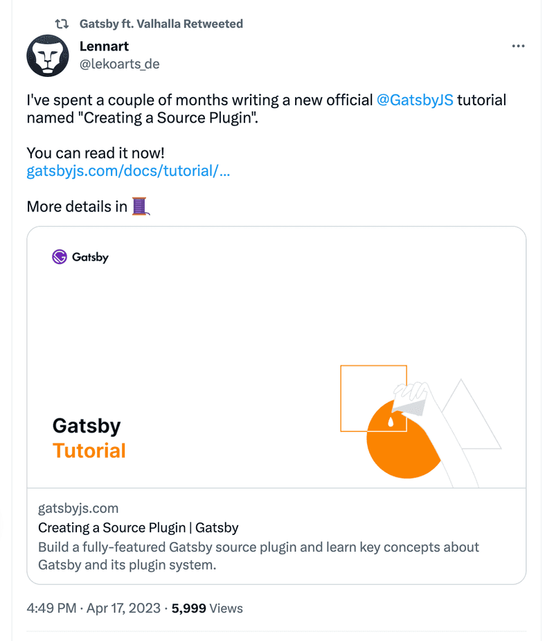 I've spent a couple of months writing a new official @GatsbyJS tutorial named "Creating a Source Plugin".
